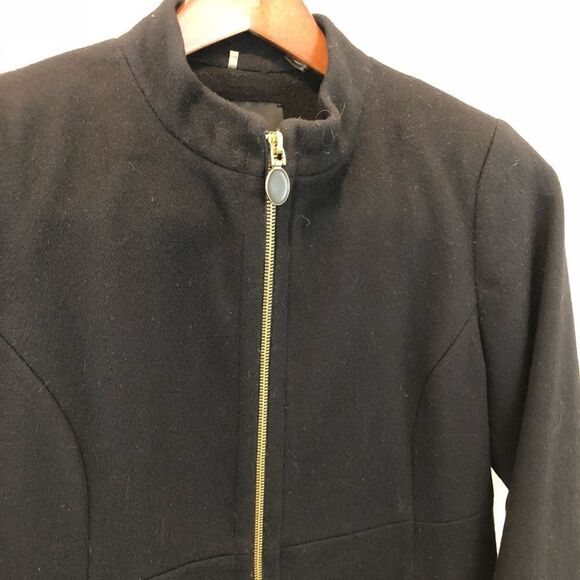 Tahari black wool fully lined zip up coat - Picture 3 of 6
